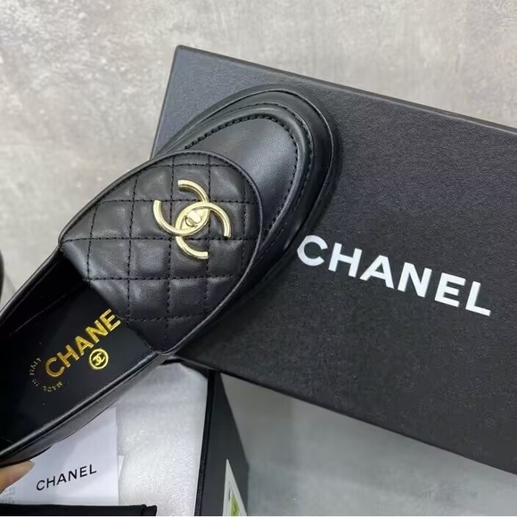 Chanel Black Leather Loafers - Picture 6 of 8